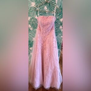 Vintage Lenovia Dress Corset Strapless light pink beaded embroidered tulle xs